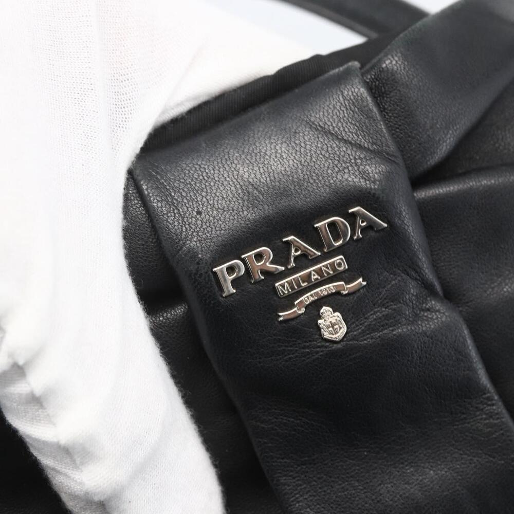 PRADA Ribbon Hand Bag Nylon Black Silver Auth 160087 - Picture 10 of 16